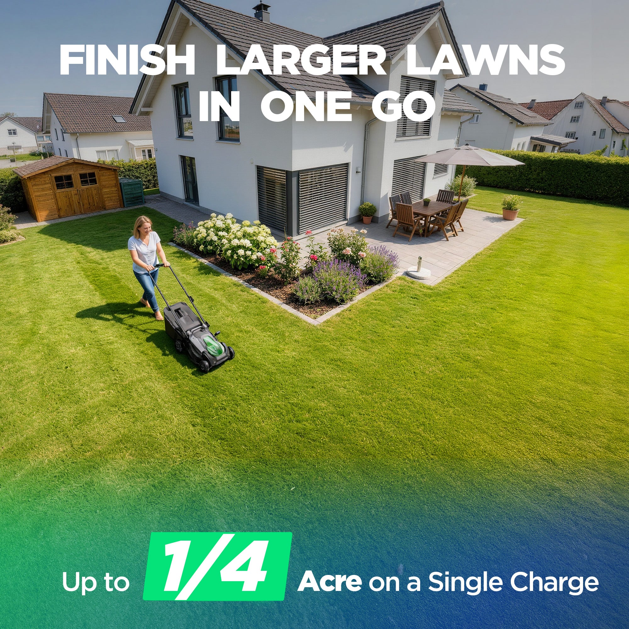 Kraftsense U20X Slim 40V Brushless Cordless Lawn Mower 18" – Long-Run 2×8.0Ah Batteries