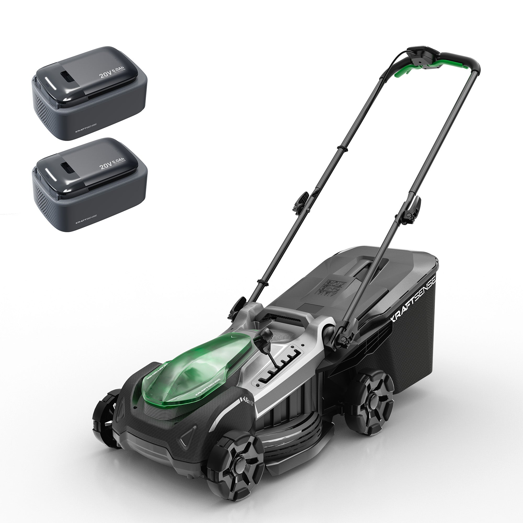 Kraftsense U20X Slim 40V Brushless Self-Propelled Cordless Lawn Mower 18" with 2×5.0Ah Batteries
