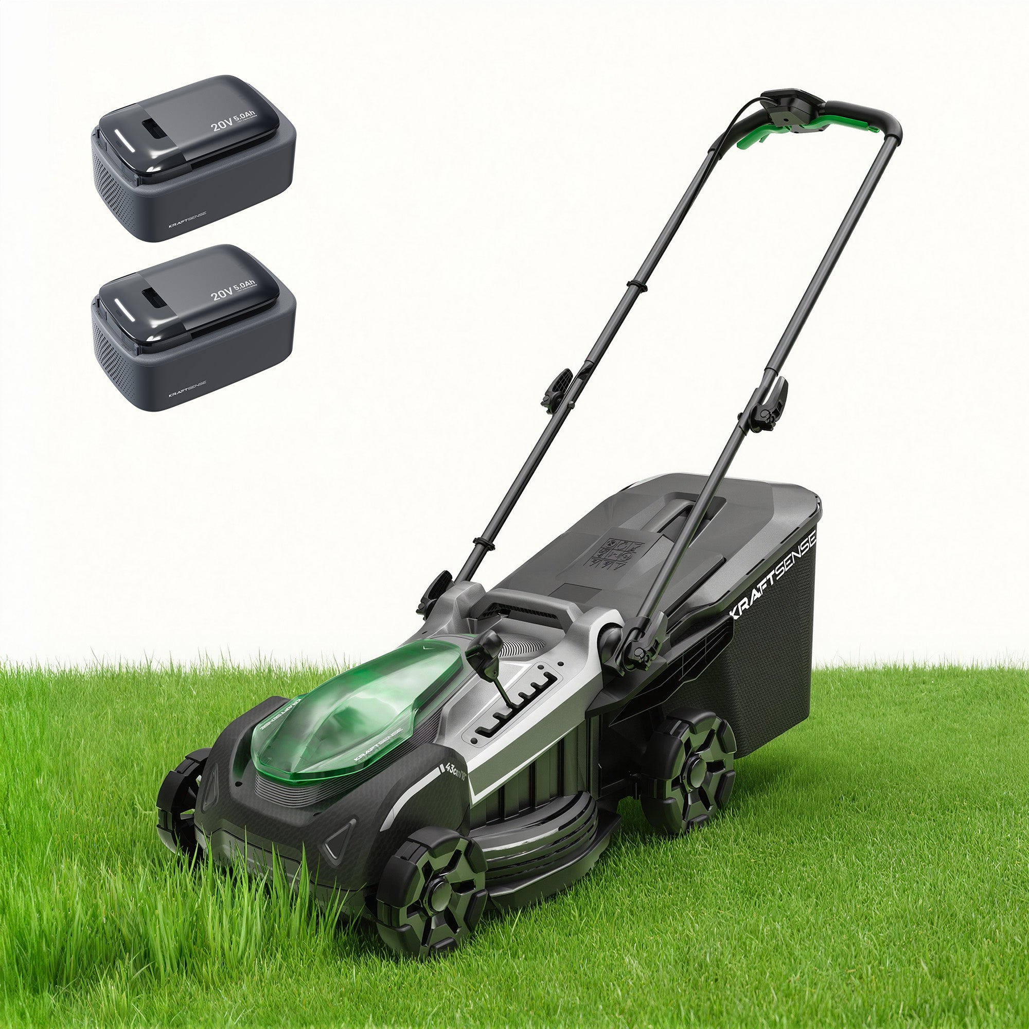 Kraftsense U20X Slim 40V Brushless Self-Propelled Cordless Lawn Mower 18" with 2×5.0Ah Batteries