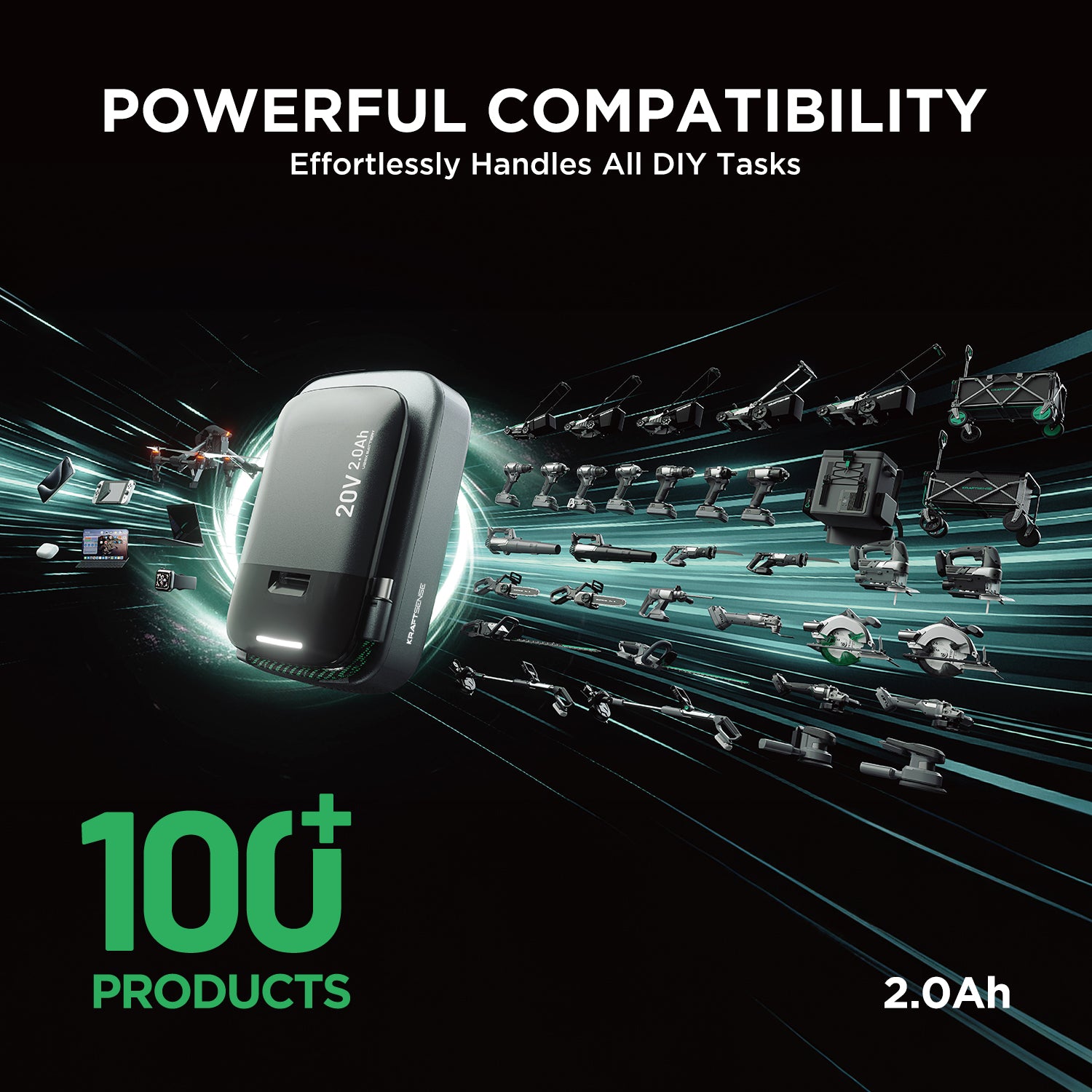 $9.99 Limited Time Offer|Kraftsense U20X Slim 20V 2-in-1 Tool Battery & Power Bank 2.0Ah