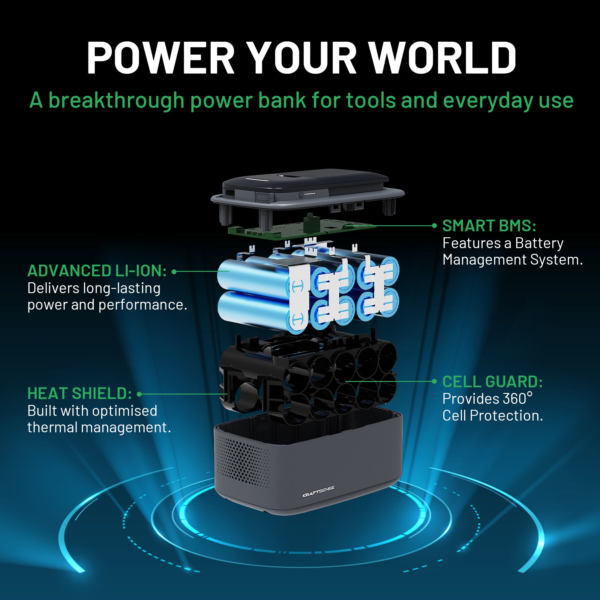 Kraftsense U20X Slim 20V 2-in-1 Tool Battery & Power Bank 8.0Ah