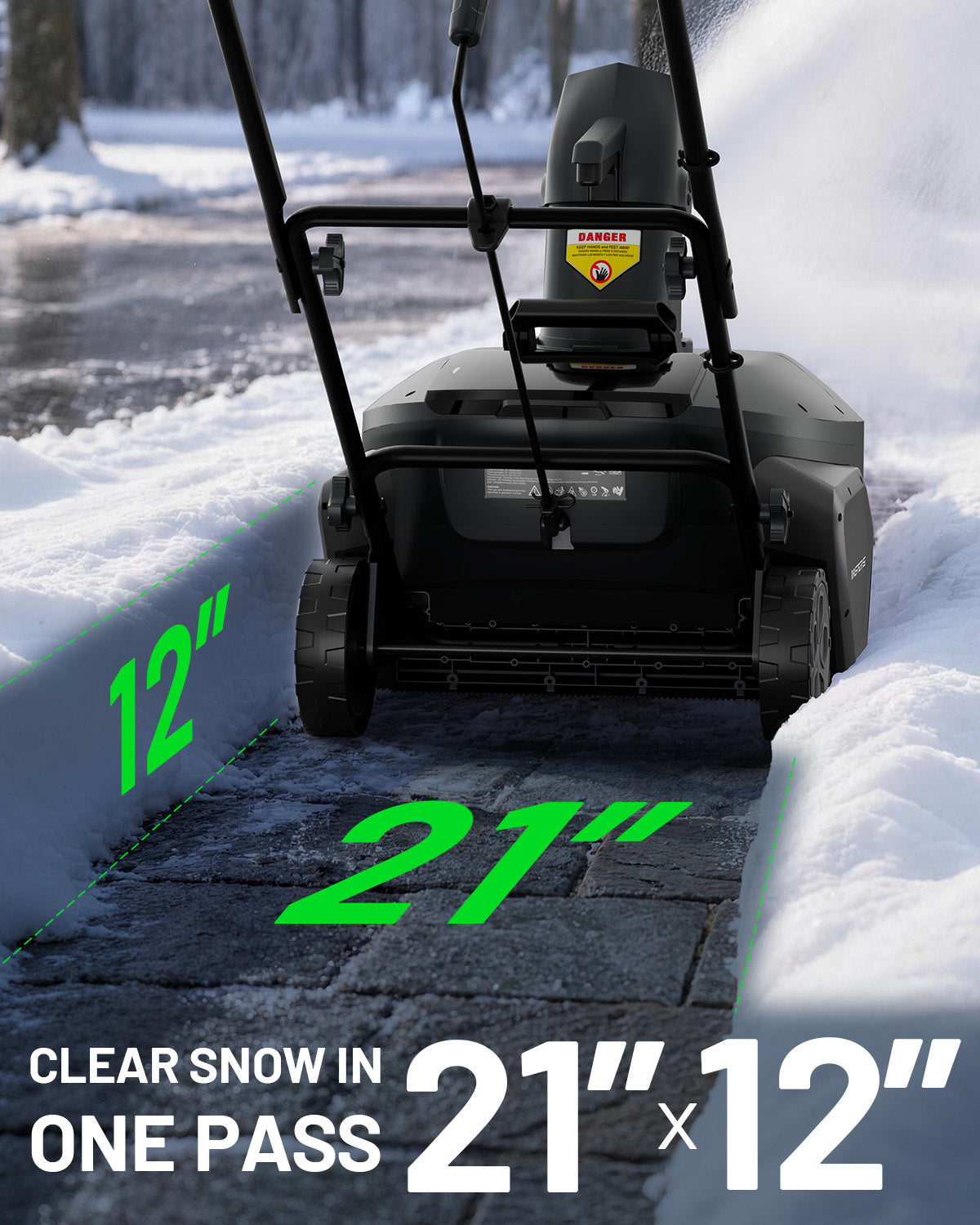 KraftSense 20-Inch Single-Stage Snow Blower, Dual-Battery Kit with 2 x 8.0Ah Batteries and Charger