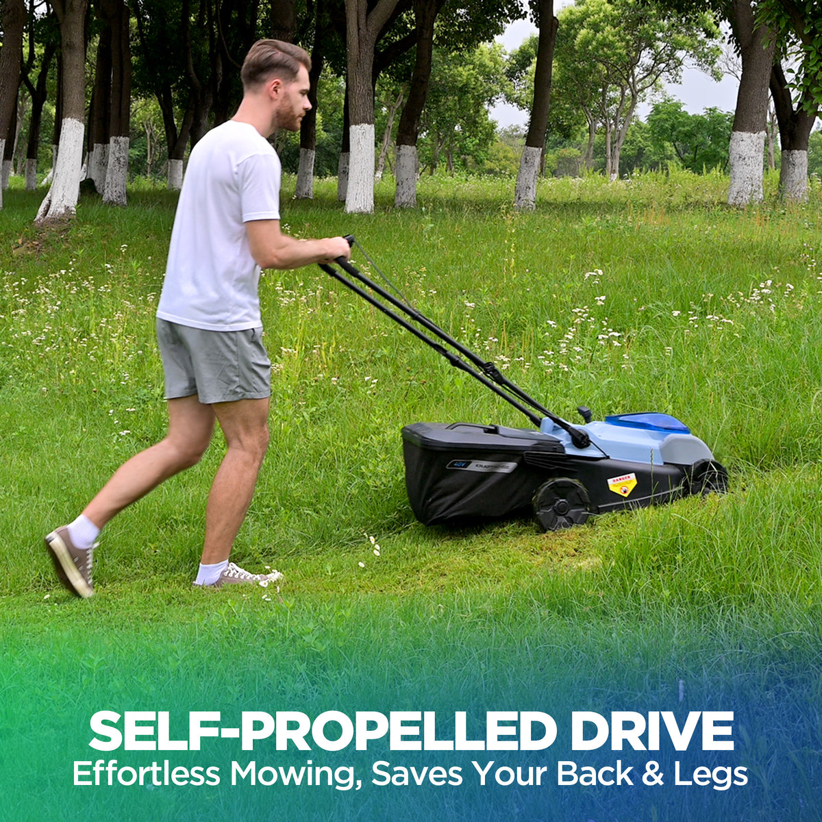 KraftSense U40X Brushless 18-Inch Self-Propelled Lawn Mower, Dual-Battery Kit with 2 x 4.0Ah Batteries and Charger