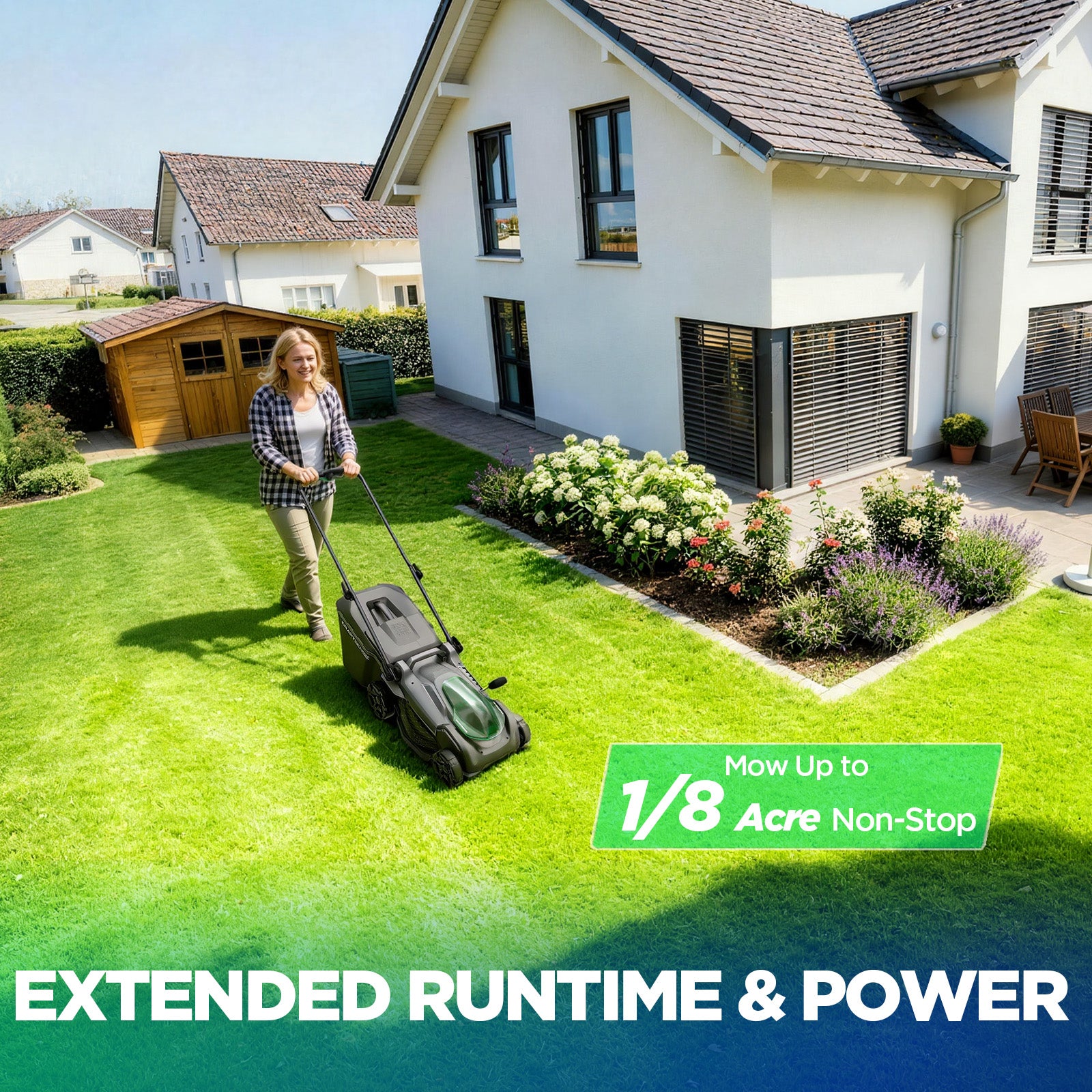 Kraftsense U20X Slim 40V Brushless Cordless Lawn Mower 16" with 2 x 5.0Ah Batteries