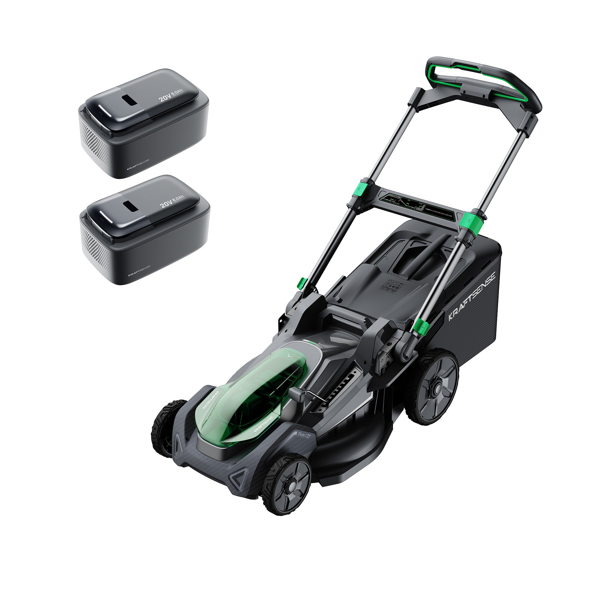 Kraftsense U20X Slim 40V Brushless Self-Propelled Cordless Lawn Mower 21" with 2×8.0Ah Batteries