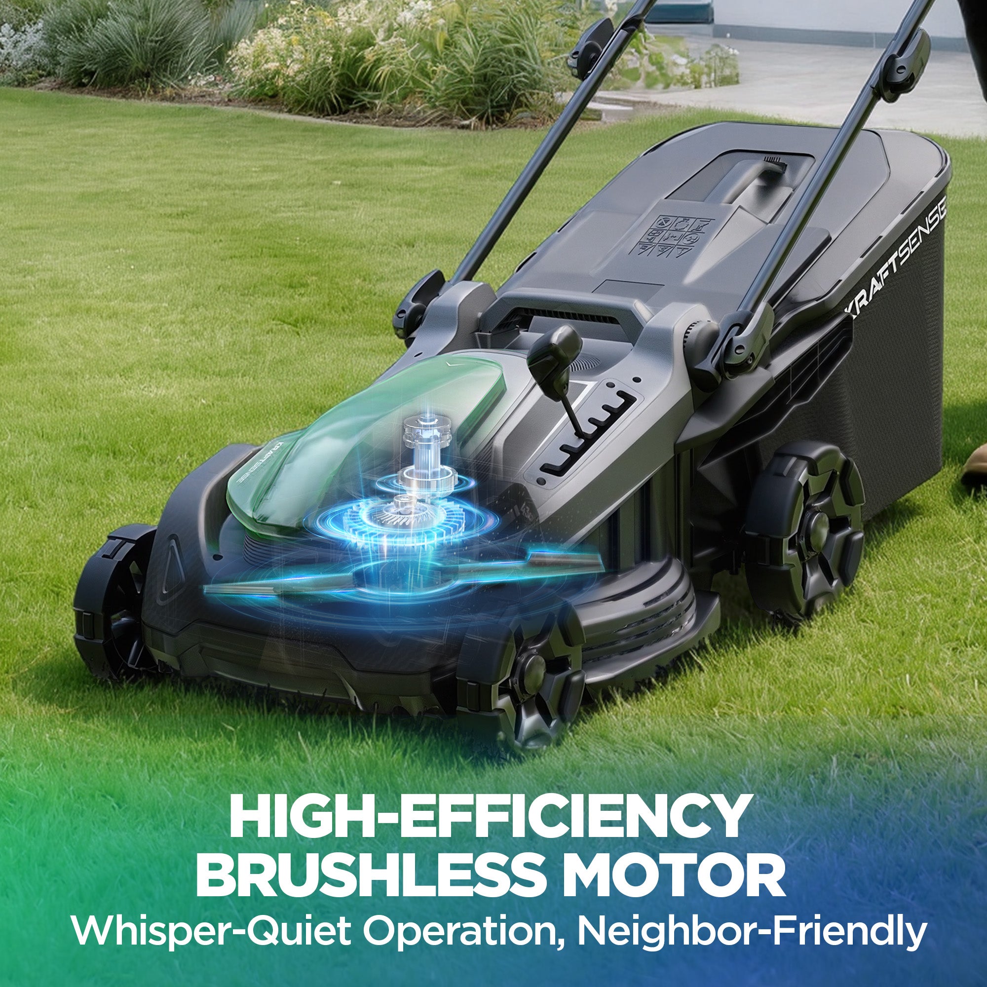 Kraftsense U20X Slim 40V Brushless Cordless Lawn Mower 18" – Long-Run 2×8.0Ah Batteries