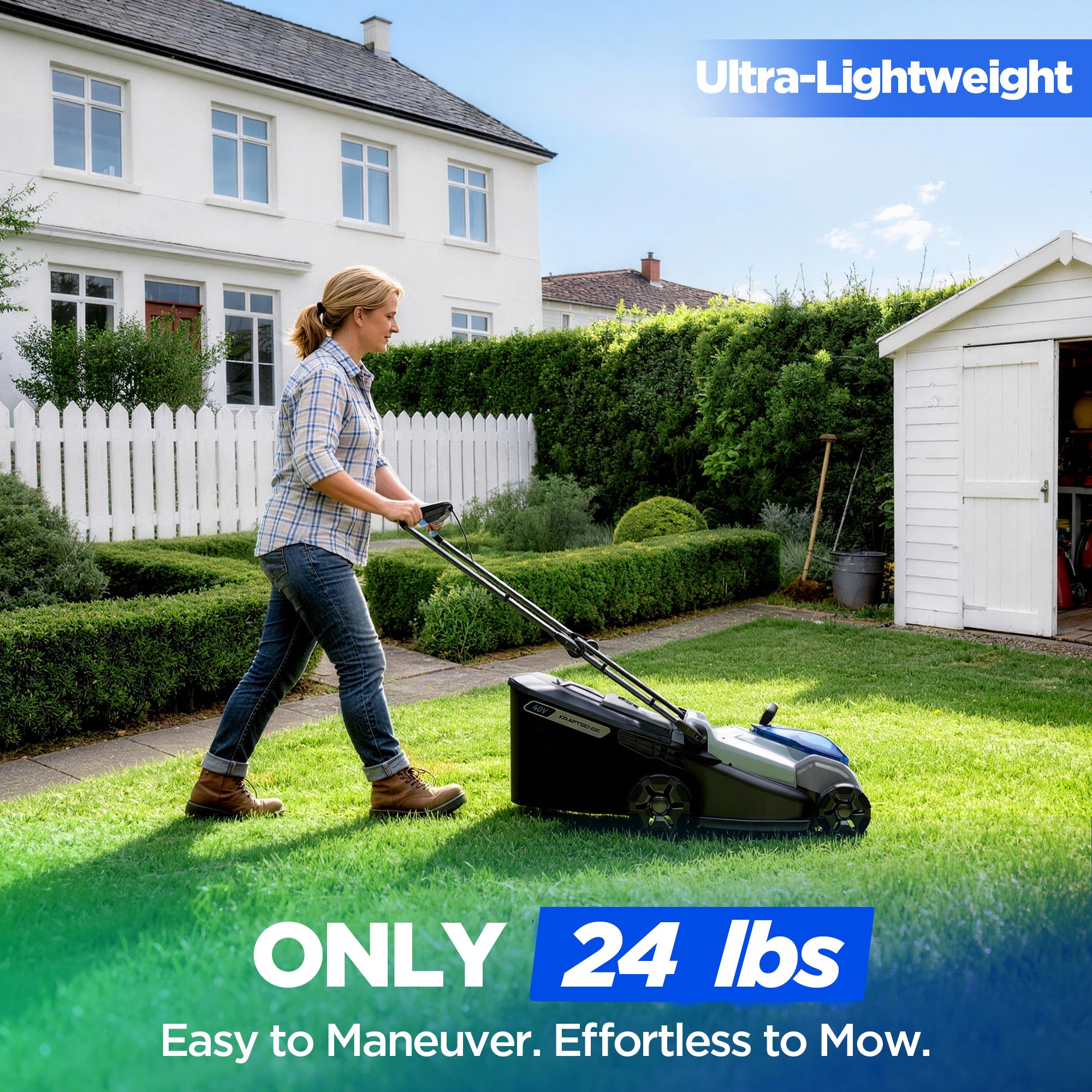 KraftSense U40X 40V Brushless Cordless Lawn Mower 18" with 4.0Ah Battery