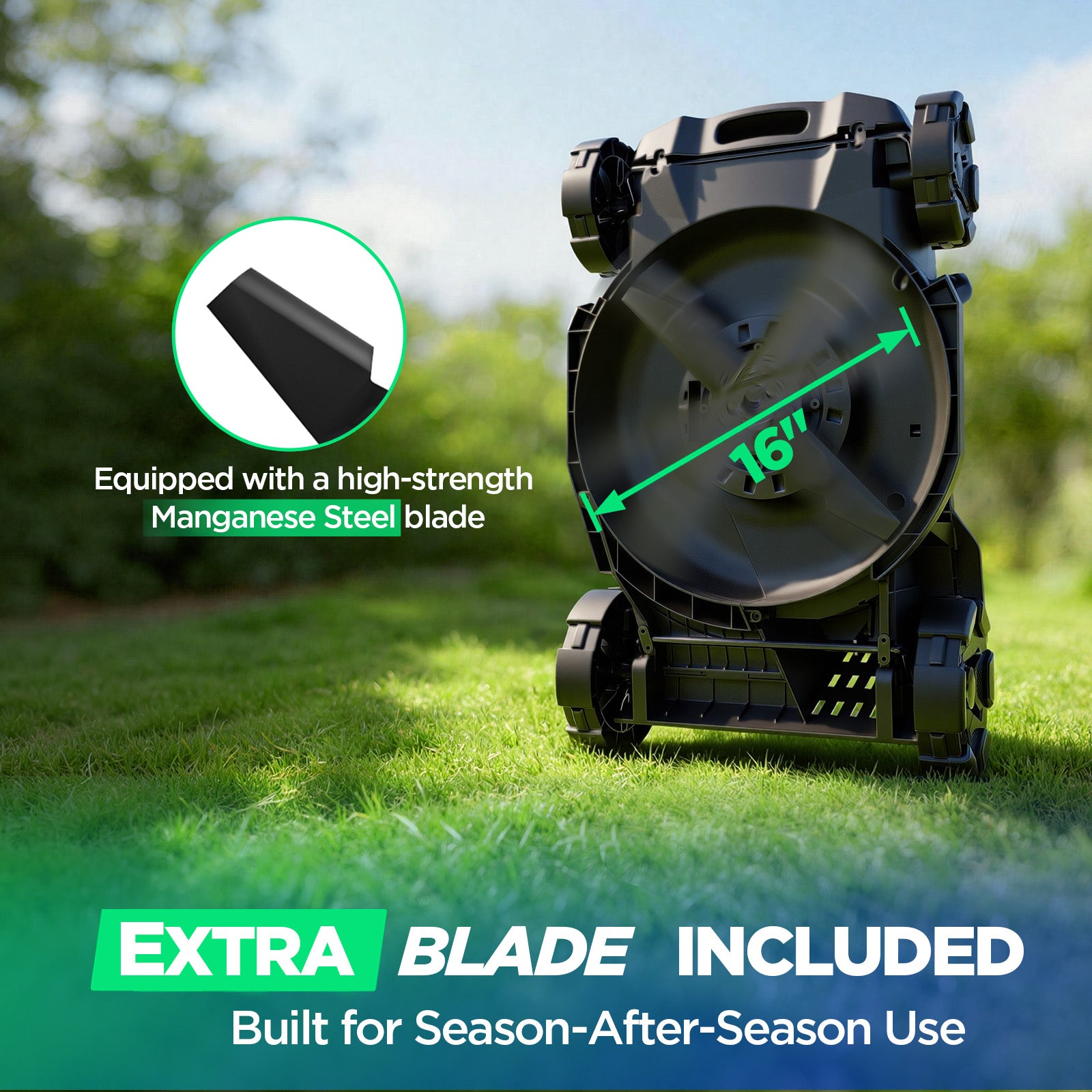 Kraftsense U20X Slim 40V Brushless Cordless Lawn Mower 16" with 2 x 5.0Ah Batteries