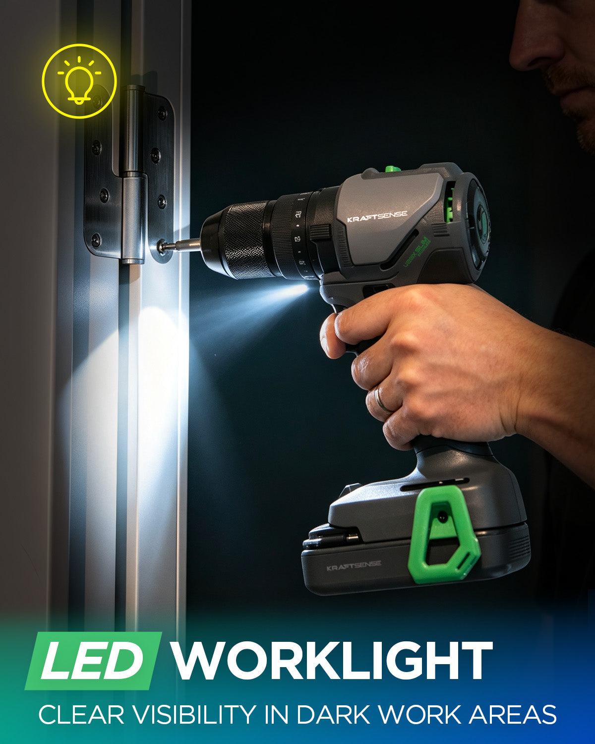 KraftSense U20X Brushless Hammer Drill, 1/2 in Keyless Chuck, 20-Position Torque, with 2.0Ah Battery
