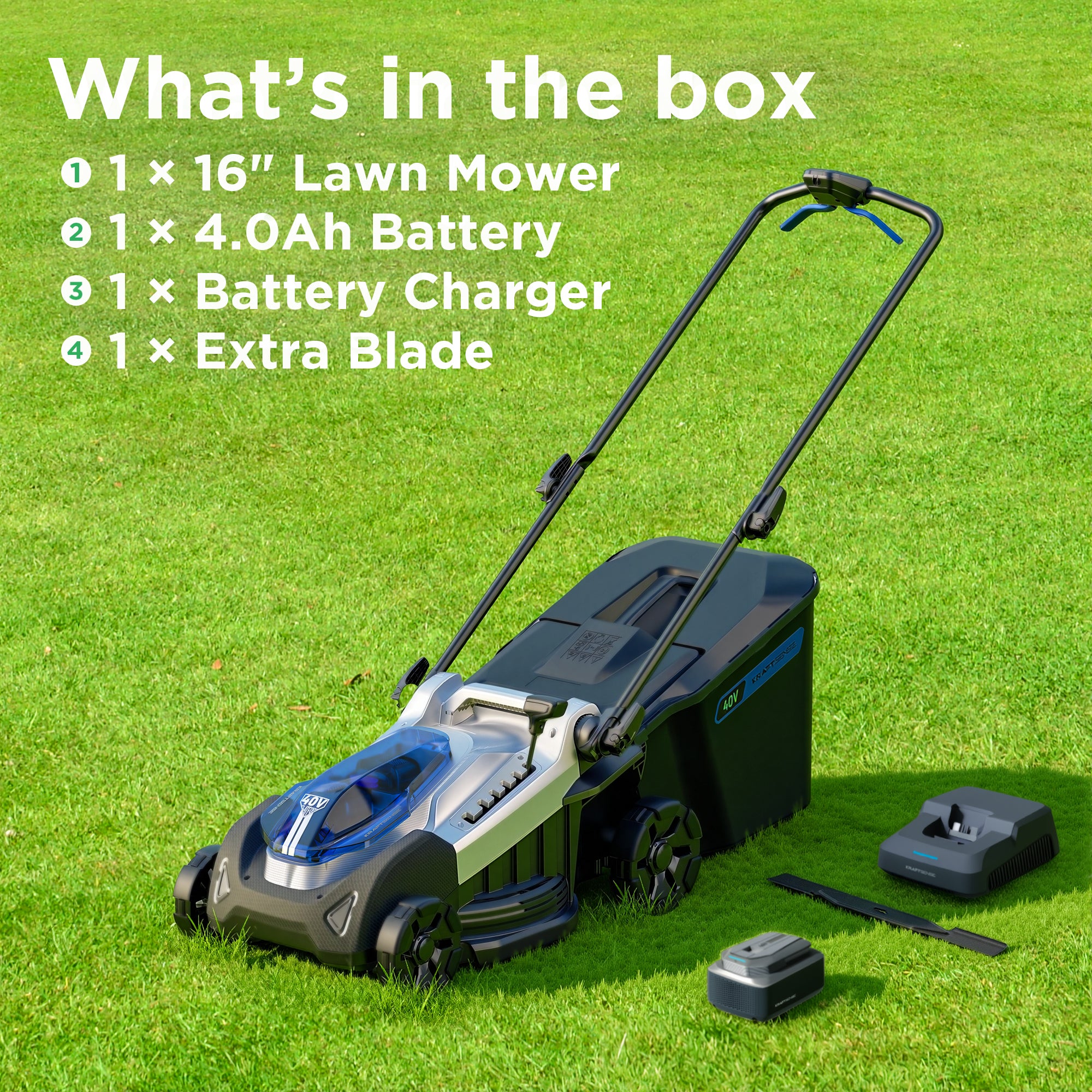 KraftSense U40X 40V Brushless Cordless 18-Inch Lawn Mower
