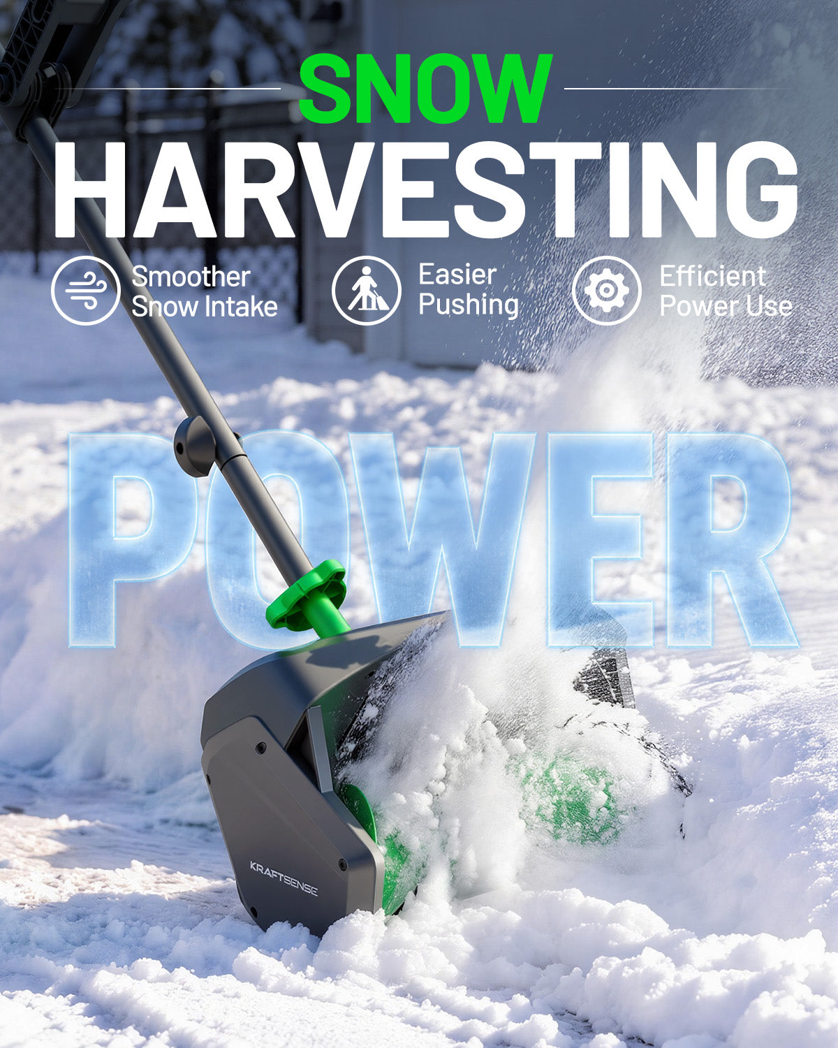 KraftSense 13" Brushless Snow Shovel Dual-Battery Kit with 2 x 5.0Ah Batteries and Charger