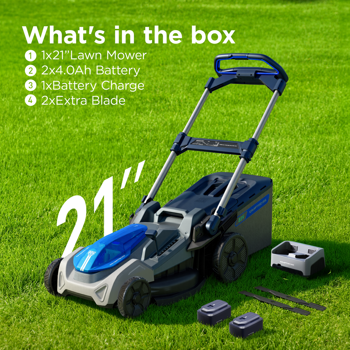 Kraftsense U40X 40V Brushless 21-inch Self-Propelled Lawn Mower (510 mm)