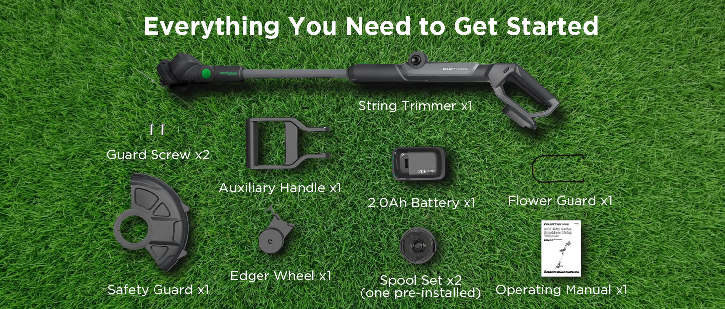 Kraftsense Slim 20V 2.0Ah Cordless Brushless String Trimmer