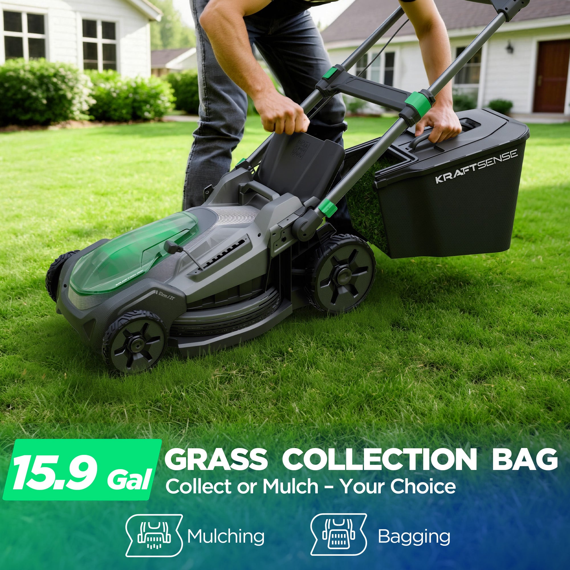 Kraftsense U20X  Slim 40V Brushless Cordless Lawn Mower 21" with 2×8.0Ah Batteries