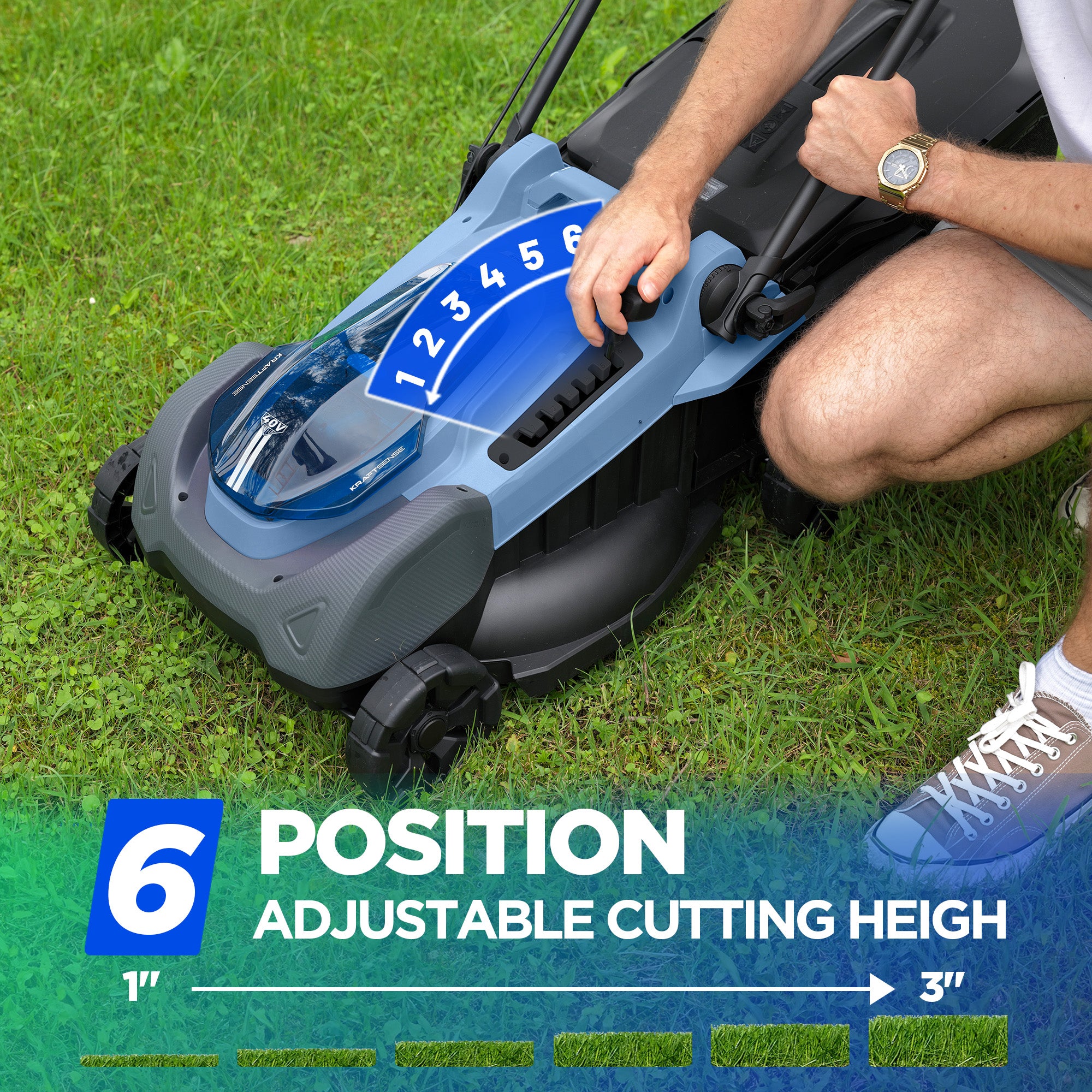 KraftSense U40X 40V Brushless Cordless Lawn Mower 18" with 4.0Ah Battery