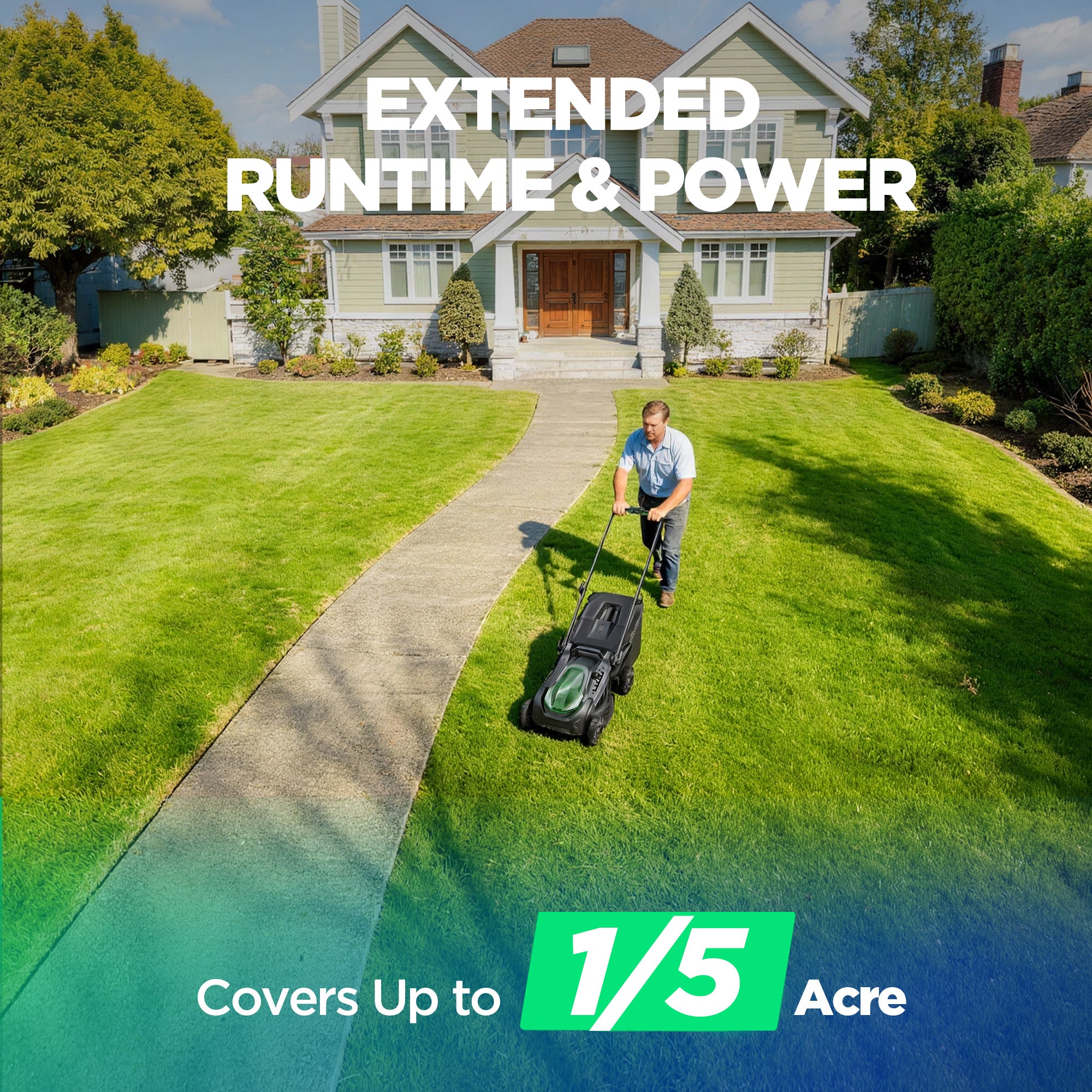 Kraftsense U20X Slim 40V Brushless Cordless Lawn Mower 18" with 2 x 5.0Ah Batteries