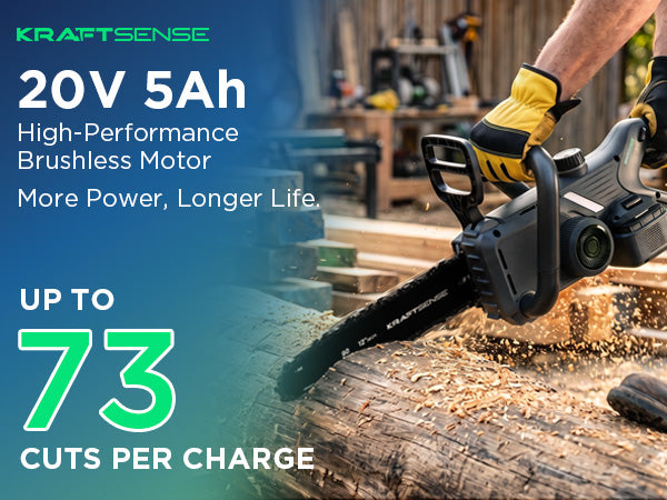 Kraftsense U20X Slim 20V Brushless Chainsaw | with 2.0Ah Battery Options