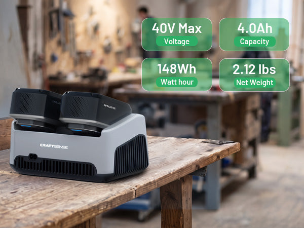 Kraftsense U40X 40V Fast Dual Charging Dock – 120 Min for 2×4.0Ah