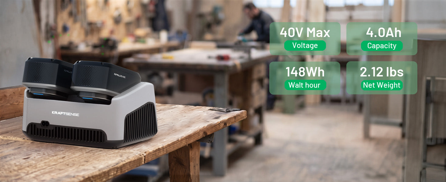 Kraftsense U40X 40V Fast Dual Charging Dock – 120 Min for 2×4.0Ah