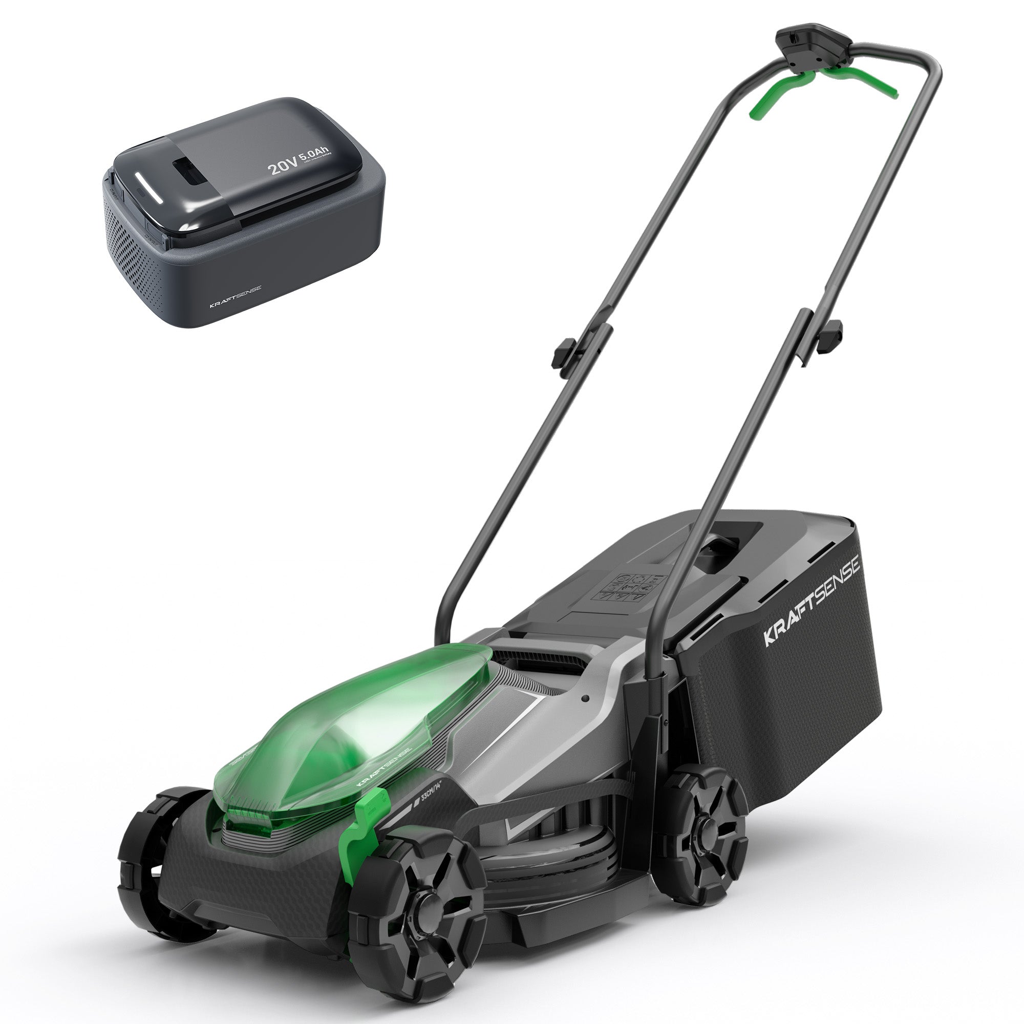 Kraftsense U20X Slim 20V Brushless Cordless Lawn Mower 14" with  5.0Ah Battery