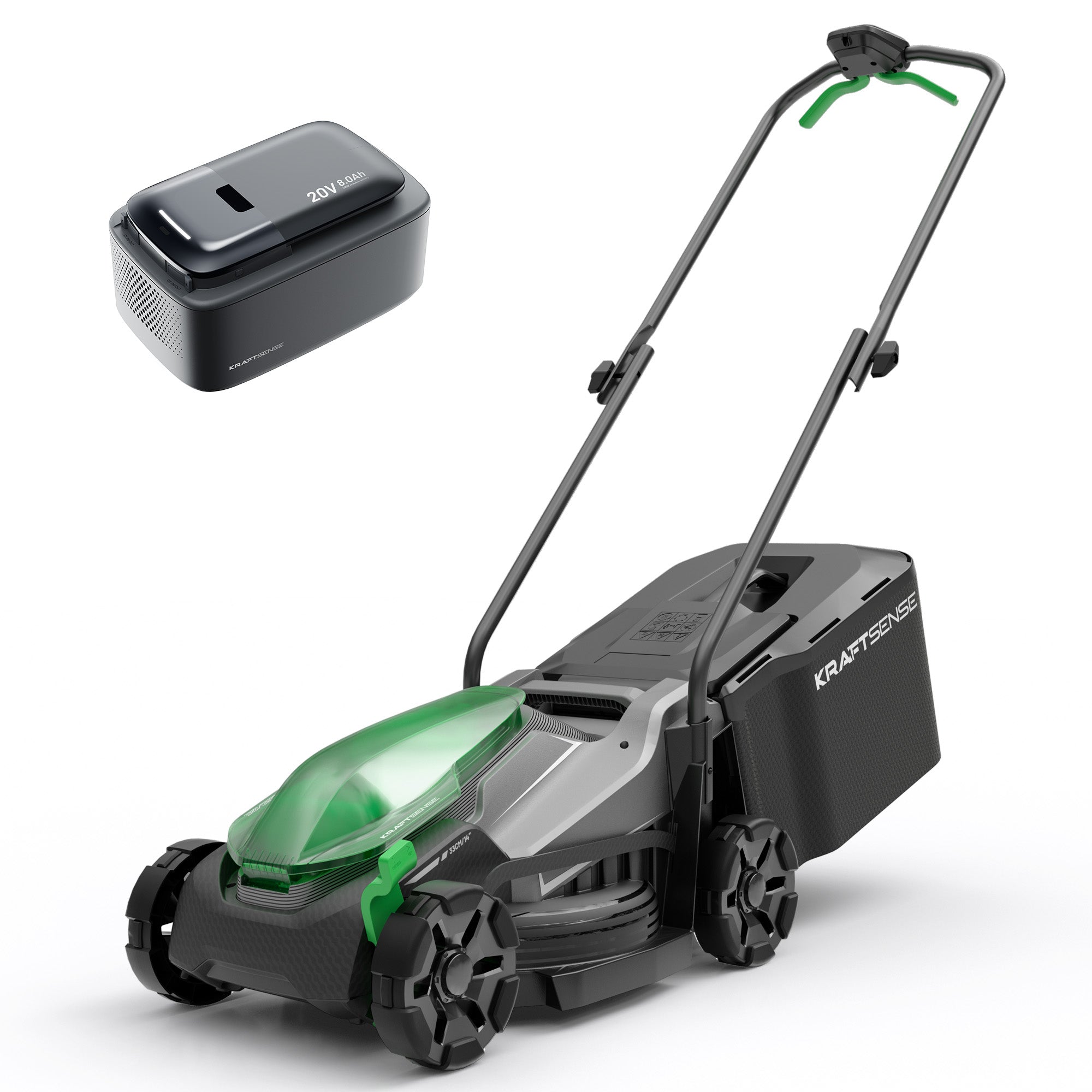 Kraftsense U20X Slim 20V Brushless Cordless Lawn Mower 14" with Long-Run 8.0Ah Battery