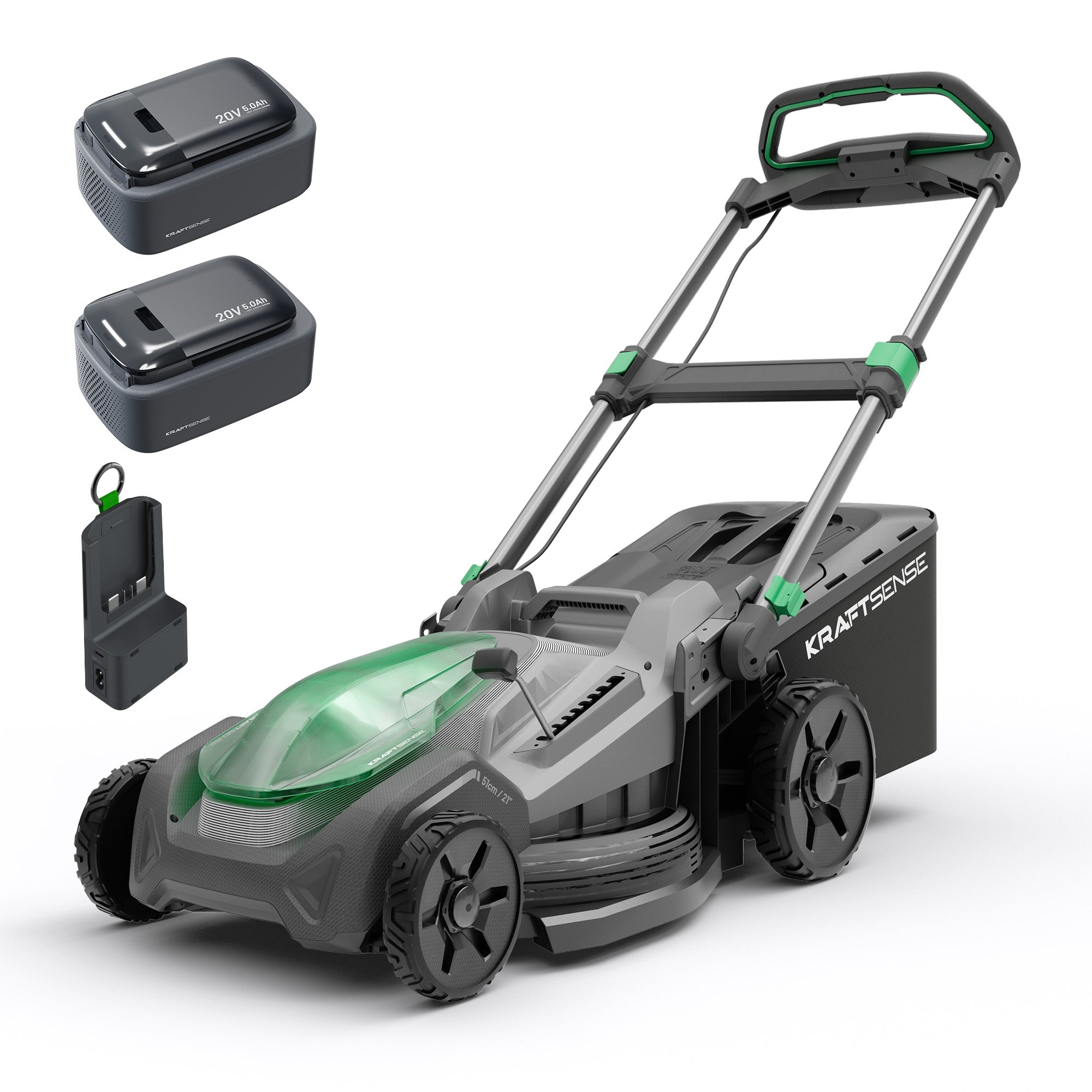 Kraftsense U20X  Slim 40V Brushless Cordless Lawn Mower 21" with 2×8.0Ah Batteries