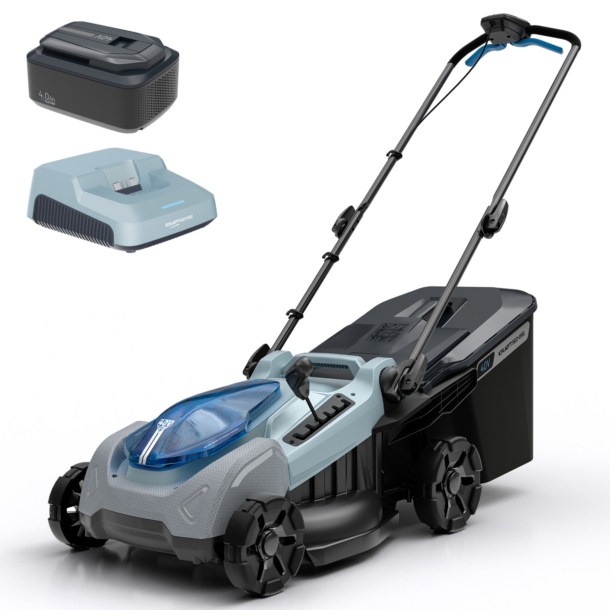 KraftSense U40X 40V Brushless Cordless Lawn Mower 18" with 4.0Ah Battery