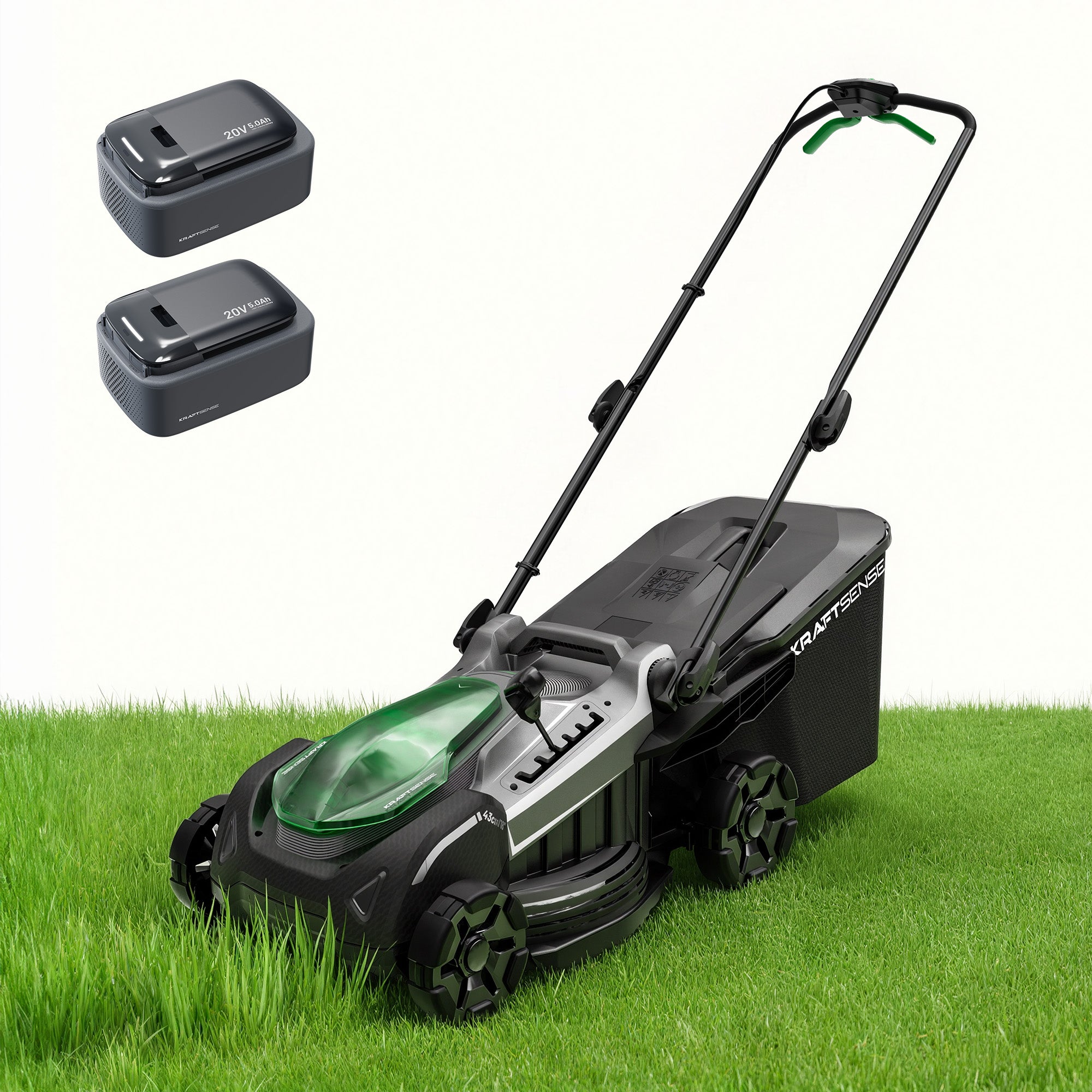 Kraftsense U20X Slim 40V Brushless Cordless Lawn Mower 18" with 2 x 5.0Ah Batteries