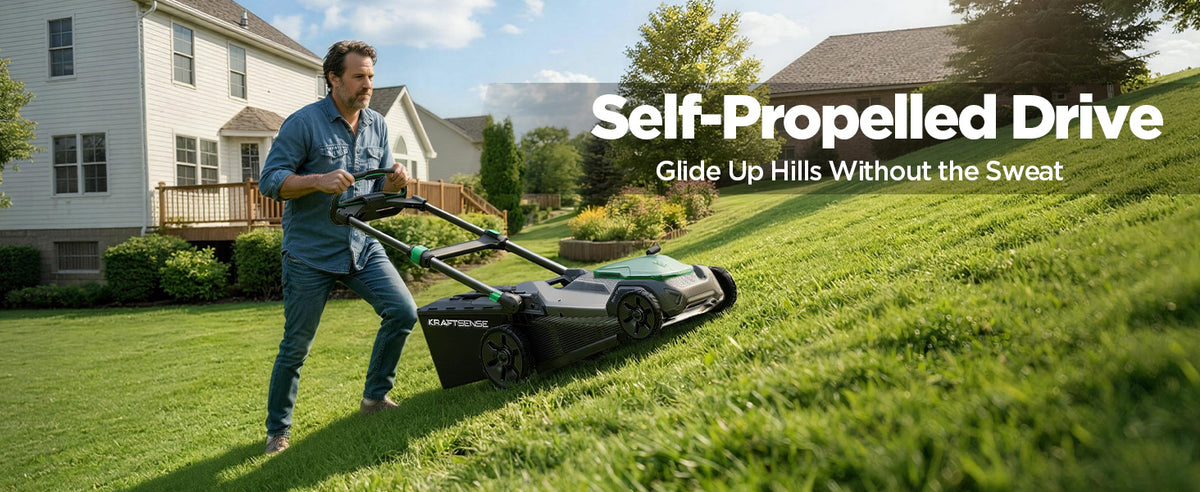 Kraftsense U20X Slim 40V Brushless Self-Propelled Cordless Lawn Mower 21" with 2×8.0Ah Batteries