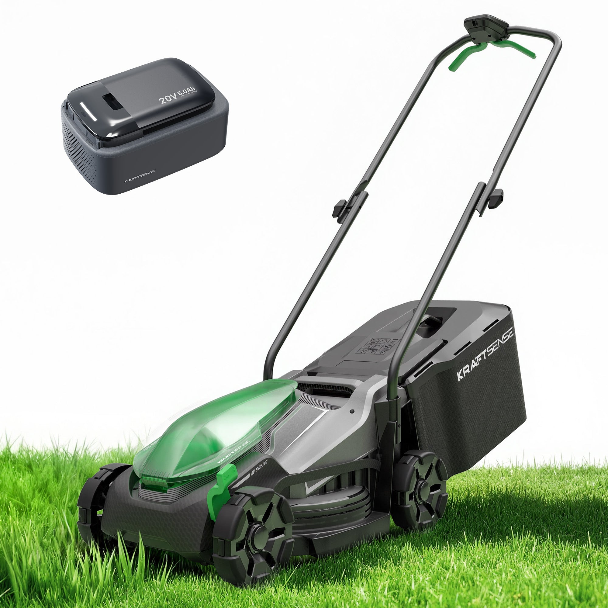 Kraftsense U20X Slim 20V Brushless Cordless Lawn Mower 14" with  5.0Ah Battery