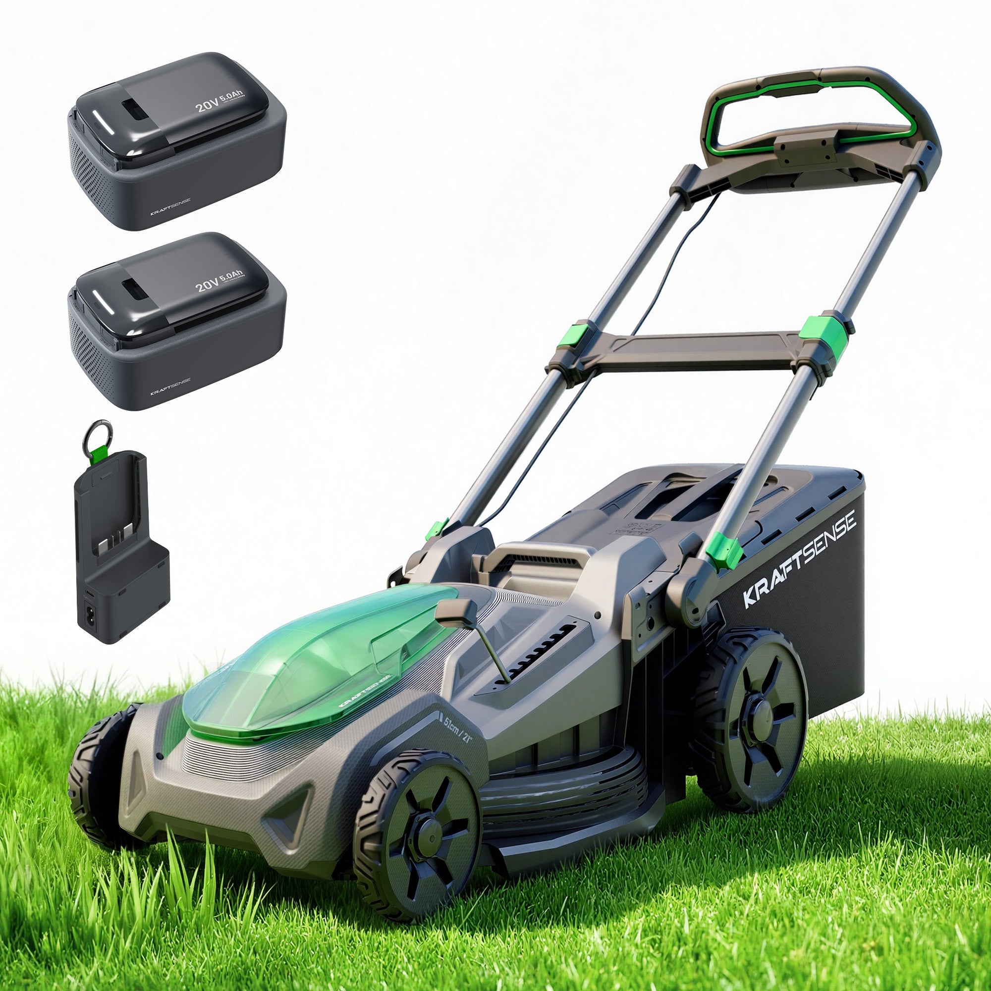 Kraftsense U20X  Slim 40V Brushless Cordless Lawn Mower 21" with 2×8.0Ah Batteries