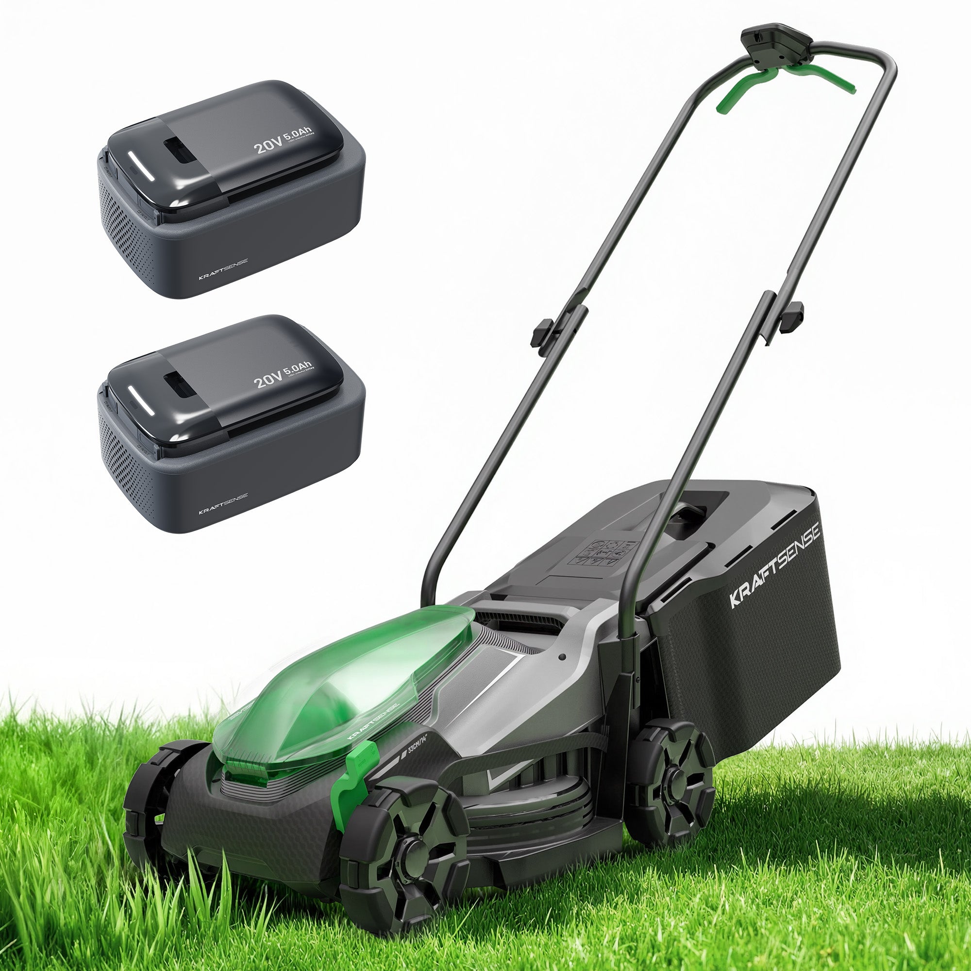 Kraftsense U20X Slim 40V Brushless Cordless Lawn Mower 14" with 2 x 5.0Ah Batteries