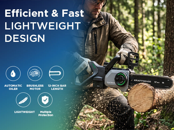 Kraftsense U20X Slim 20V Brushless Chainsaw | with 2.0Ah Battery Options