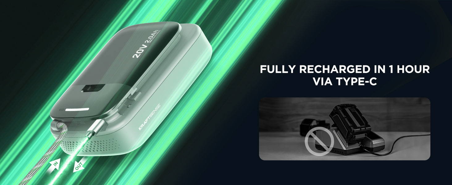 $9.99 Limited Time Offer|Kraftsense U20X  Slim 20V 2-in-1 Tool Battery & Power Bank 2.0Ah
