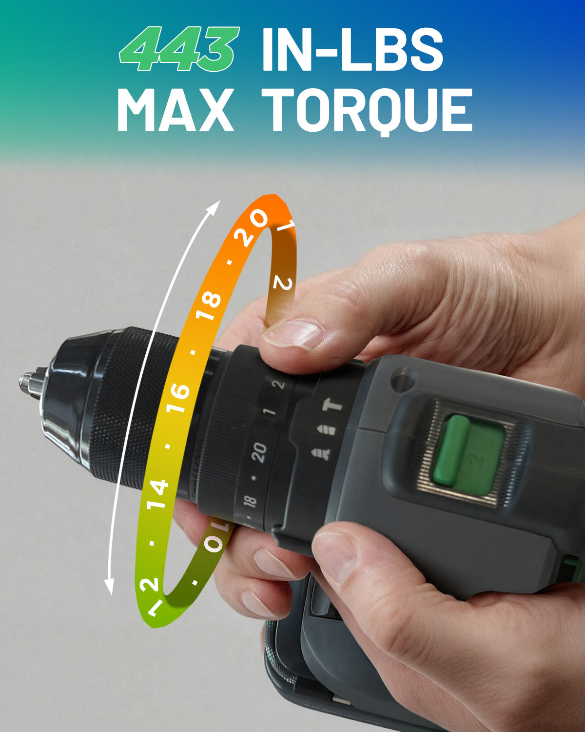 KraftSense U20X Brushless Hammer Drill, 1/2 in Keyless Chuck, 20-Position Torque, with 2.0Ah Battery