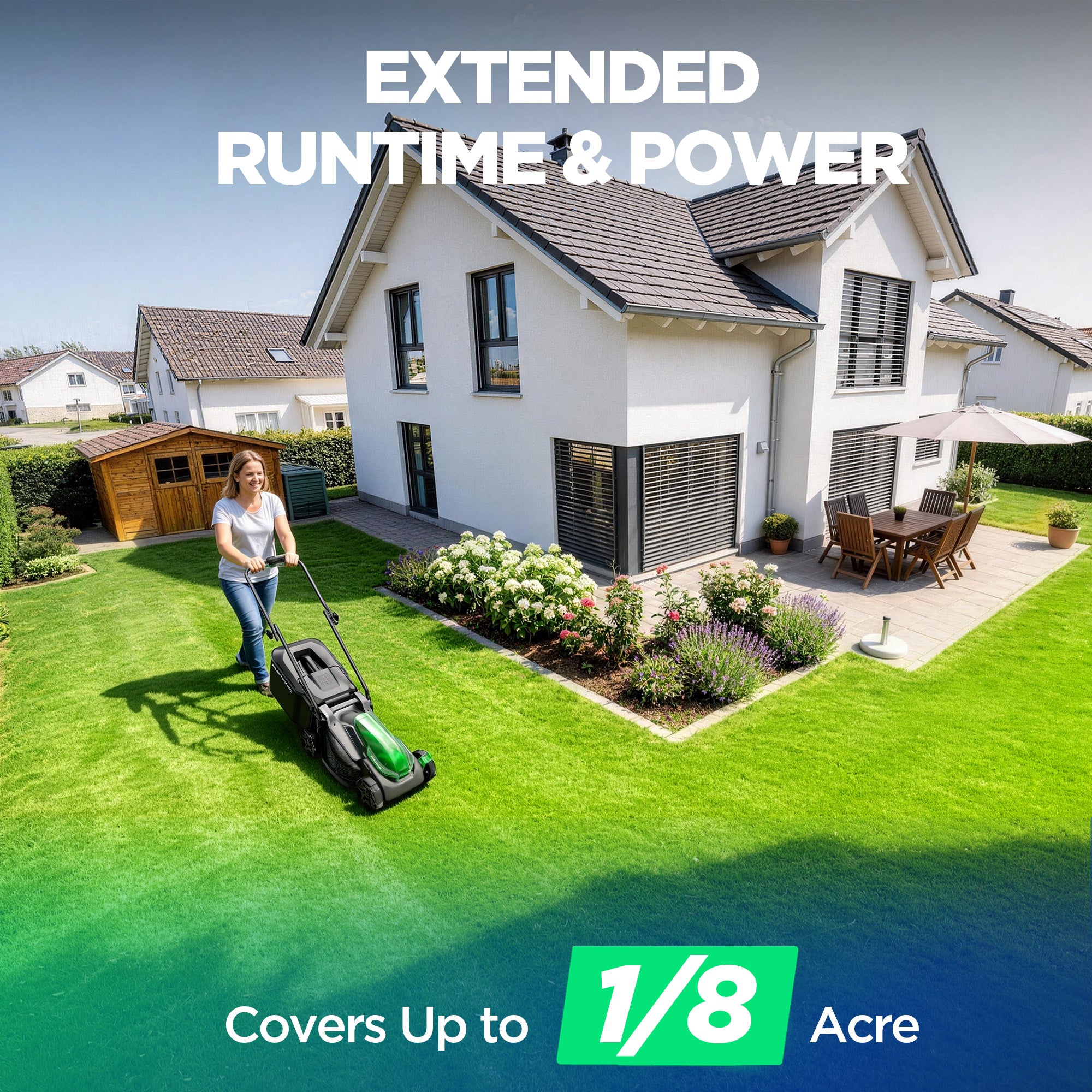 Kraftsense U20X Slim 40V Brushless Cordless Lawn Mower 14" with 2 x 5.0Ah Batteries