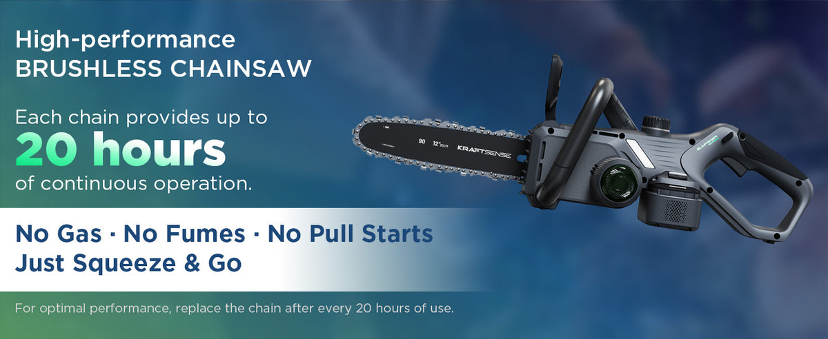 Kraftsense U20X Slim 20V Brushless Chainsaw | with 2.0Ah Battery Options
