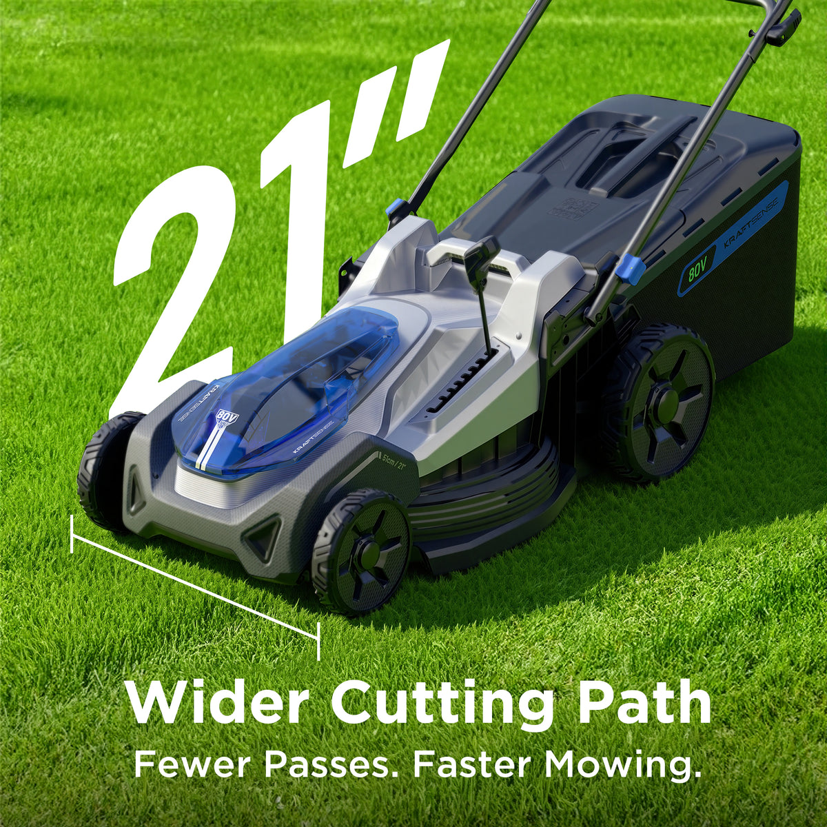 Kraftsense U40X 40V Brushless Dual-Battery 21-inch Lawn Mower (510mm)