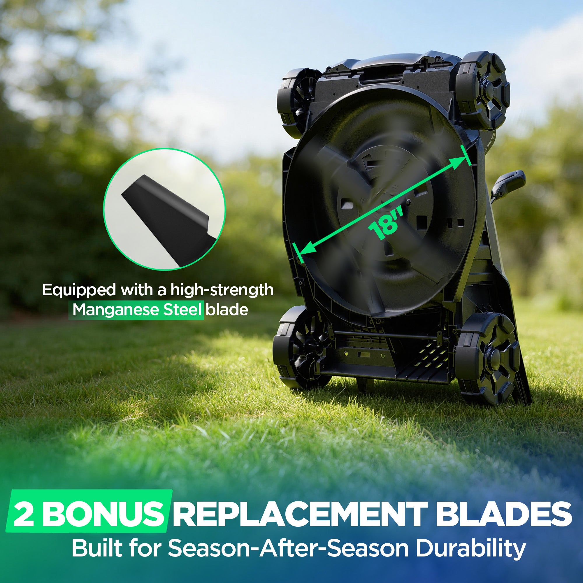 Kraftsense U20X Slim 40V Brushless Cordless Lawn Mower 18" – Long-Run 2×8.0Ah Batteries
