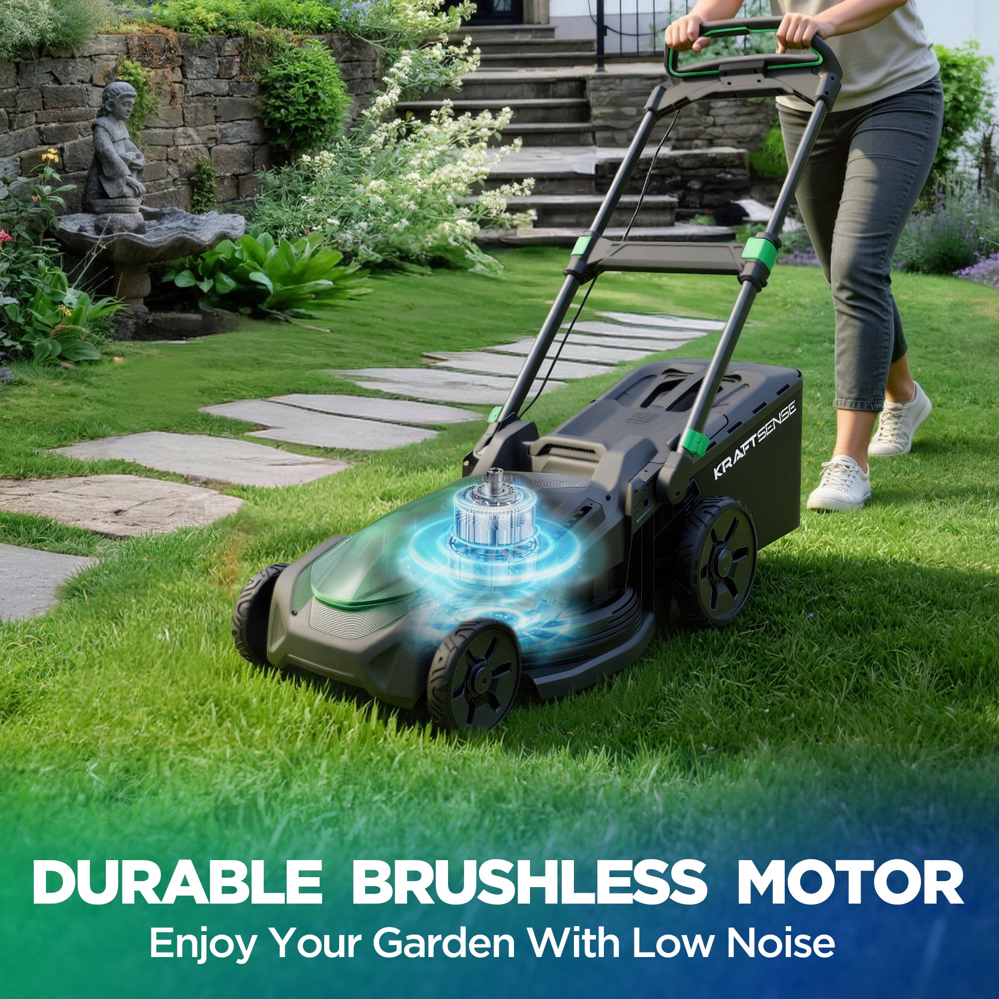 Kraftsense U20X  Slim 40V Brushless Cordless Lawn Mower 21" with 2×8.0Ah Batteries