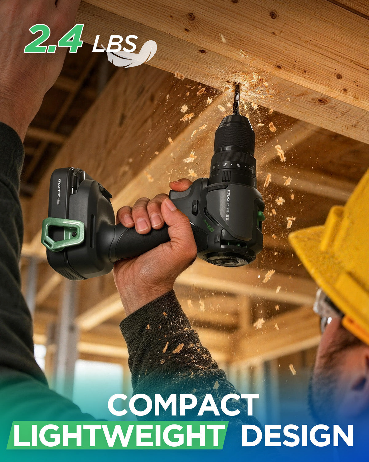 KraftSense U20X Brushless Hammer Drill KIT, 1/2 in Keyless Chuck, 20-Position Torque, with 2.0Ah Battery
