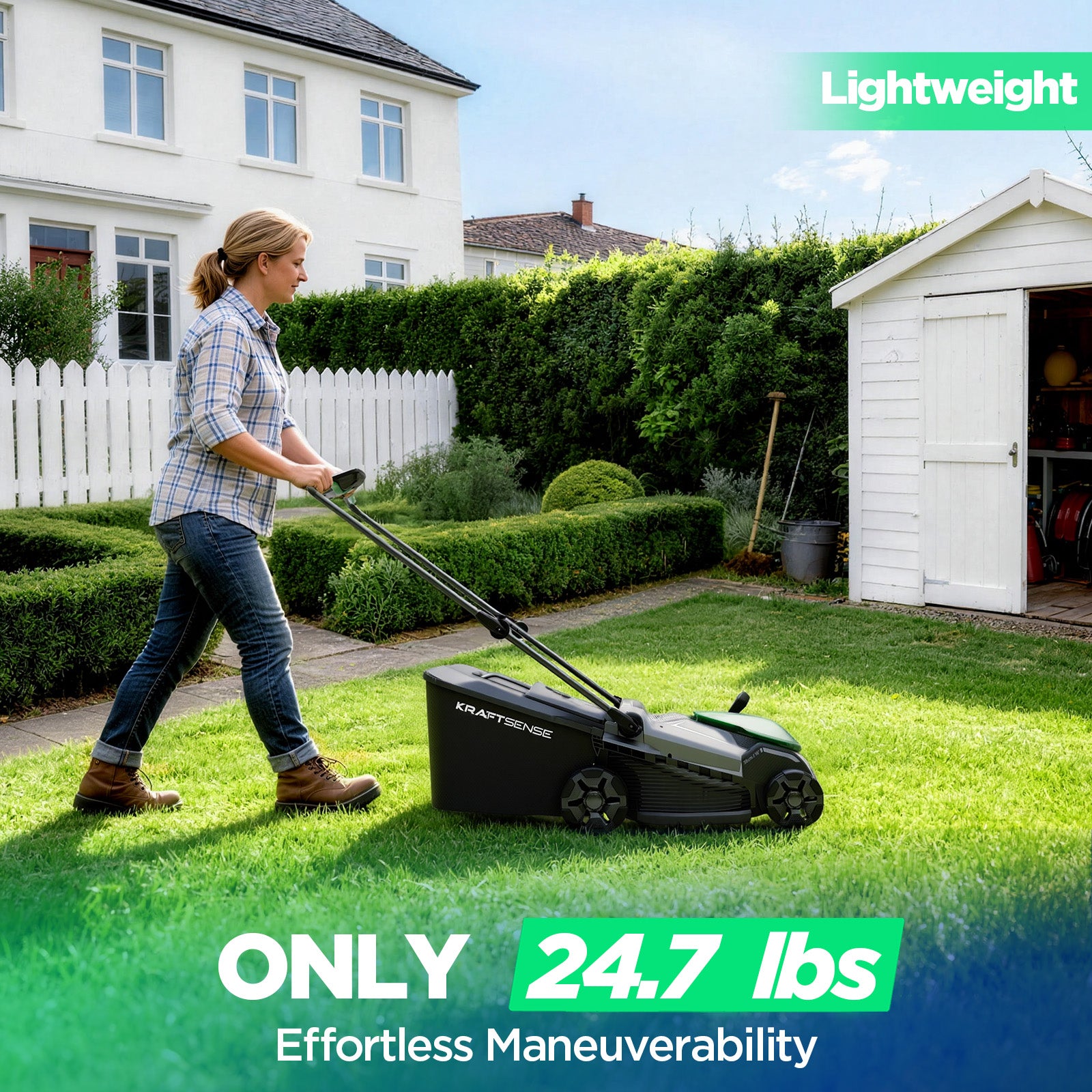 Kraftsense U20X Slim 40V Brushless Cordless Lawn Mower 16" with 2 x 5.0Ah Batteries