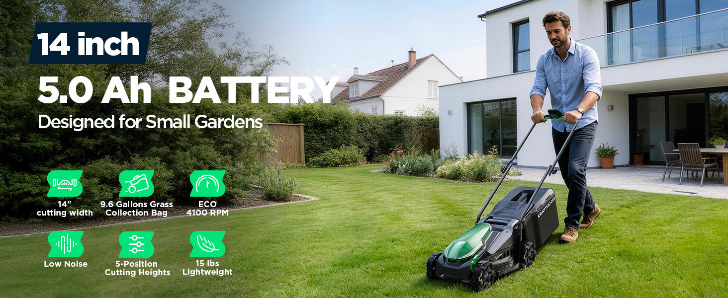 Kraftsense U20X Slim 20V Brushless Cordless Lawn Mower 14