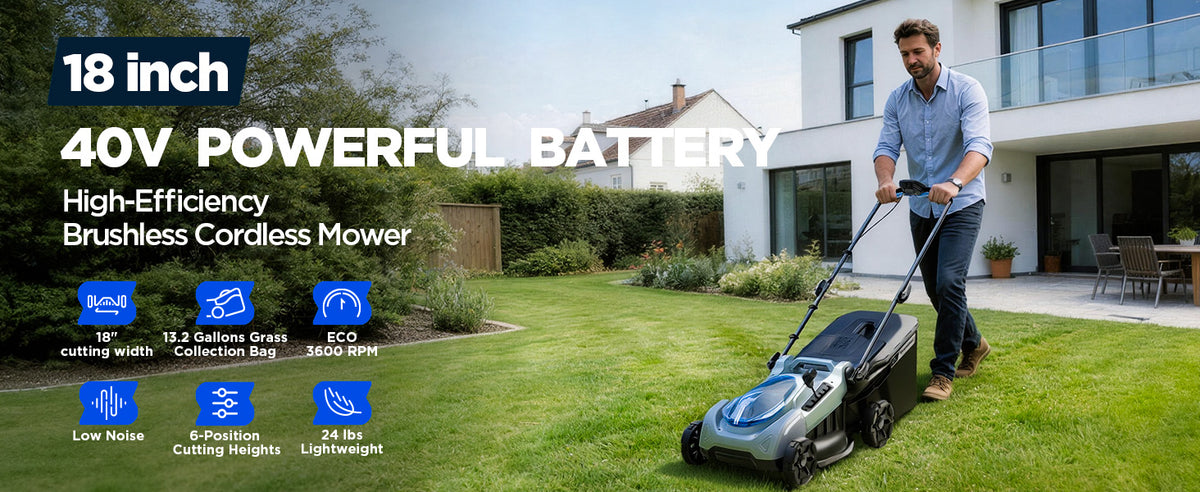 KraftSense U40X 40V Brushless Cordless Lawn Mower 18" with 4.0Ah Battery and Charger