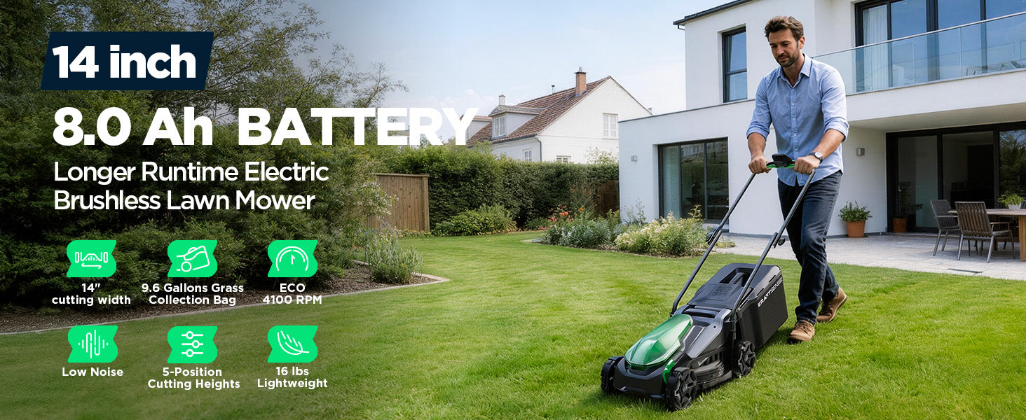 Kraftsense U20X Slim 20V Brushless Cordless Lawn Mower 14