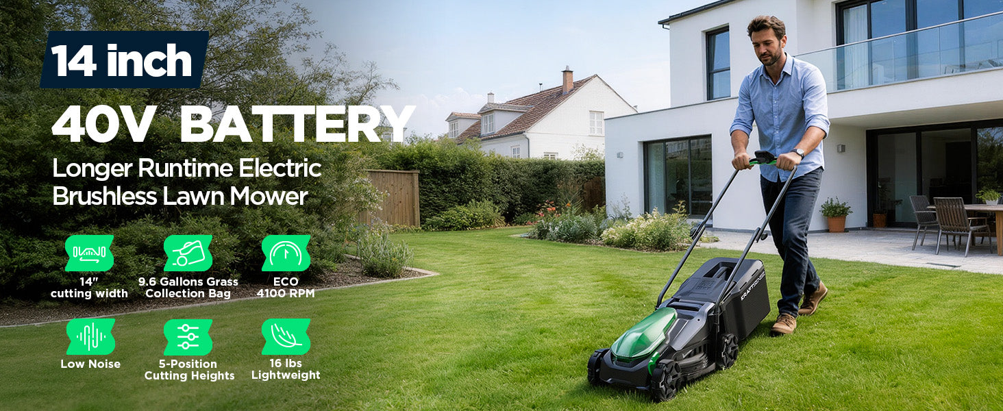 Kraftsense U20X Slim 40V Brushless Cordless Lawn Mower 14