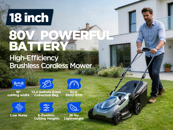 KraftSense U40X Brushless 18-Inch Self-Propelled Lawn Mower, Dual-Battery Kit with 2 x 4.0Ah Batteries and Charger