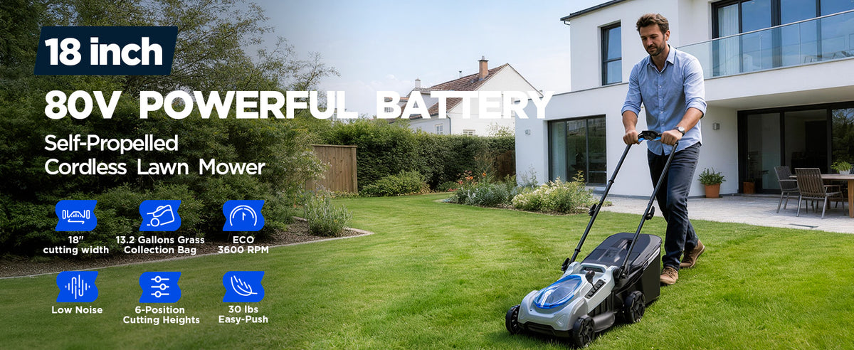 KraftSense U40X Brushless 18-Inch Self-Propelled Lawn Mower, Dual-Battery Kit with 2 x 4.0Ah Batteries and Charger