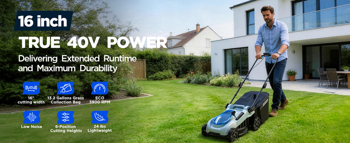 KraftSense U40X 40V Brushless Cordless 16-Inch Lawn Mower and Charger