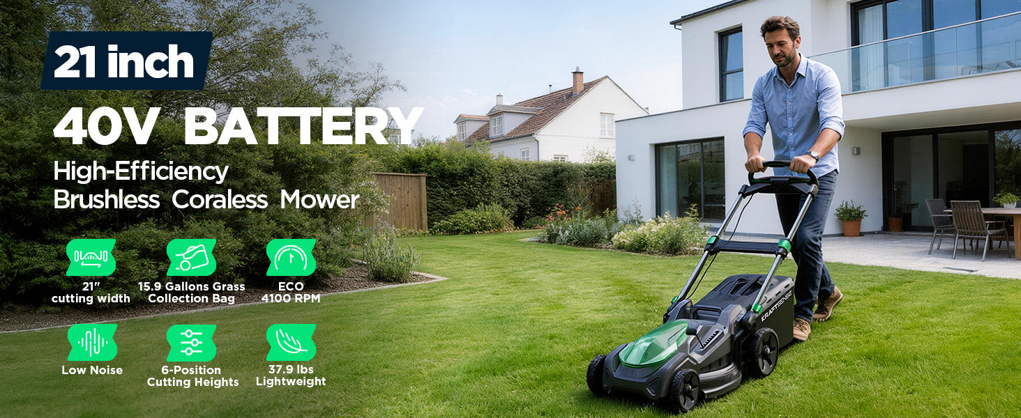 Kraftsense U20X  Slim 40V Brushless Cordless Lawn Mower 21